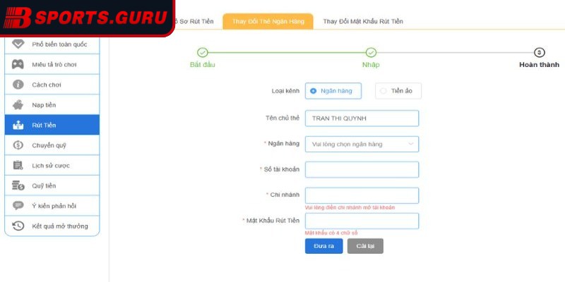 Rút tiền Bsport nhanh chóng – Tiền về tay chỉ trong tích tắc 3 Lưu ý bắt buộc phải thực hiện